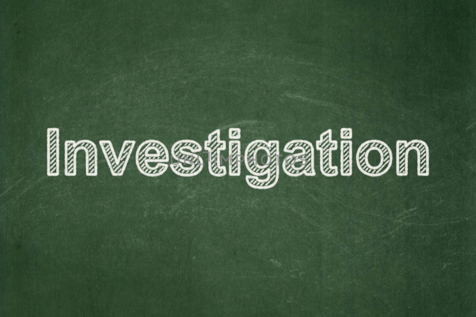 Science concept: text Investigation on Green chalkboard background