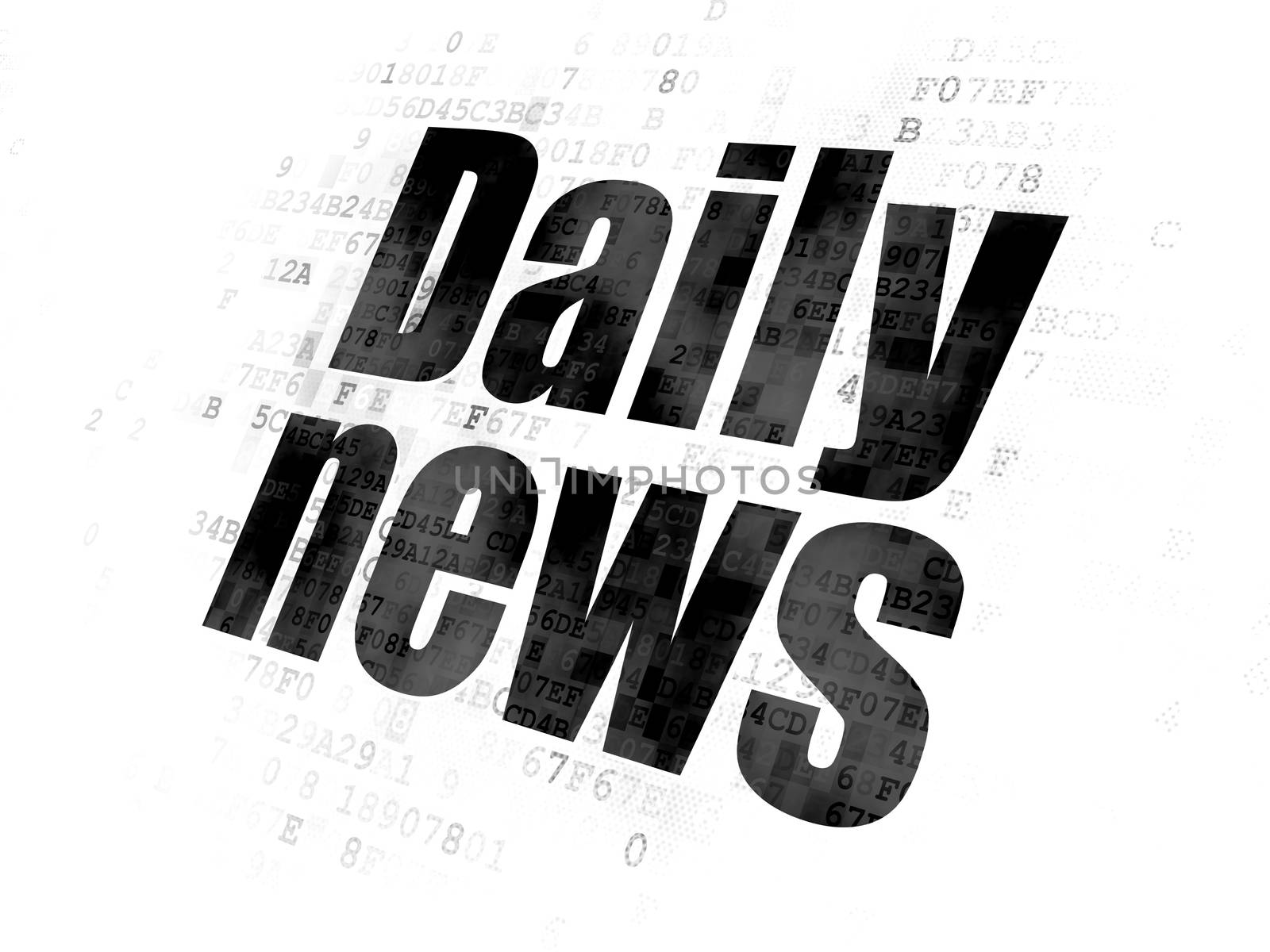 News concept: Pixelated black text Daily News on Digital background