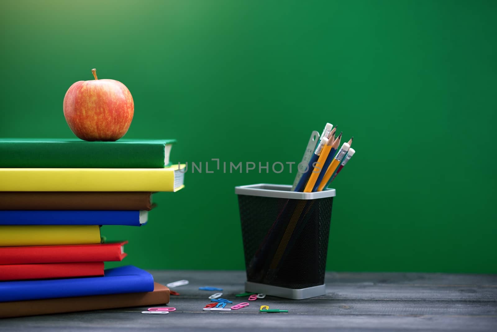 School books on desk. and Equipment along with learning. by boytaro1428@gmail.com