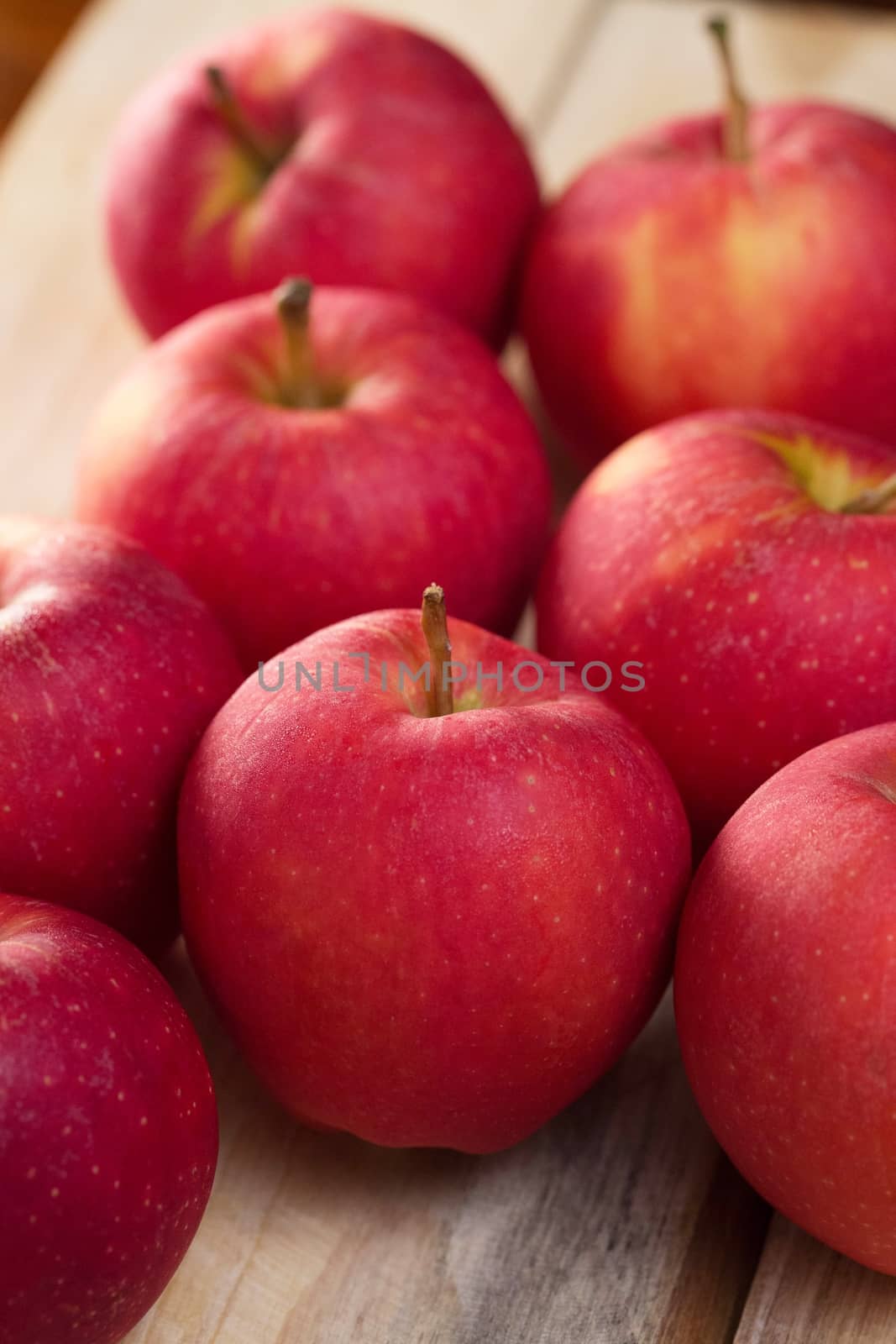 Group of red apples with fresh