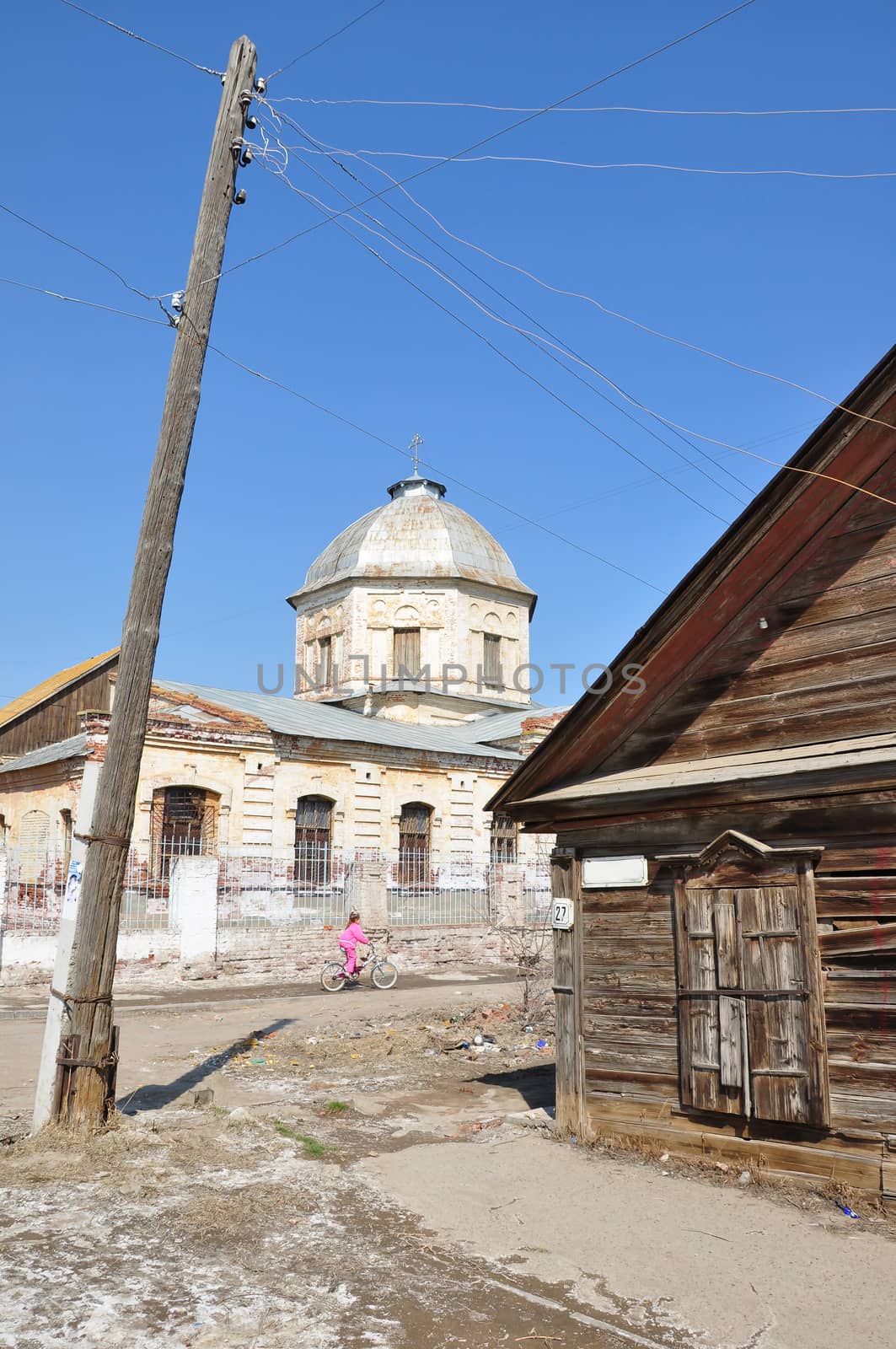 Old thrown church in the city of Astrakhan in Russia