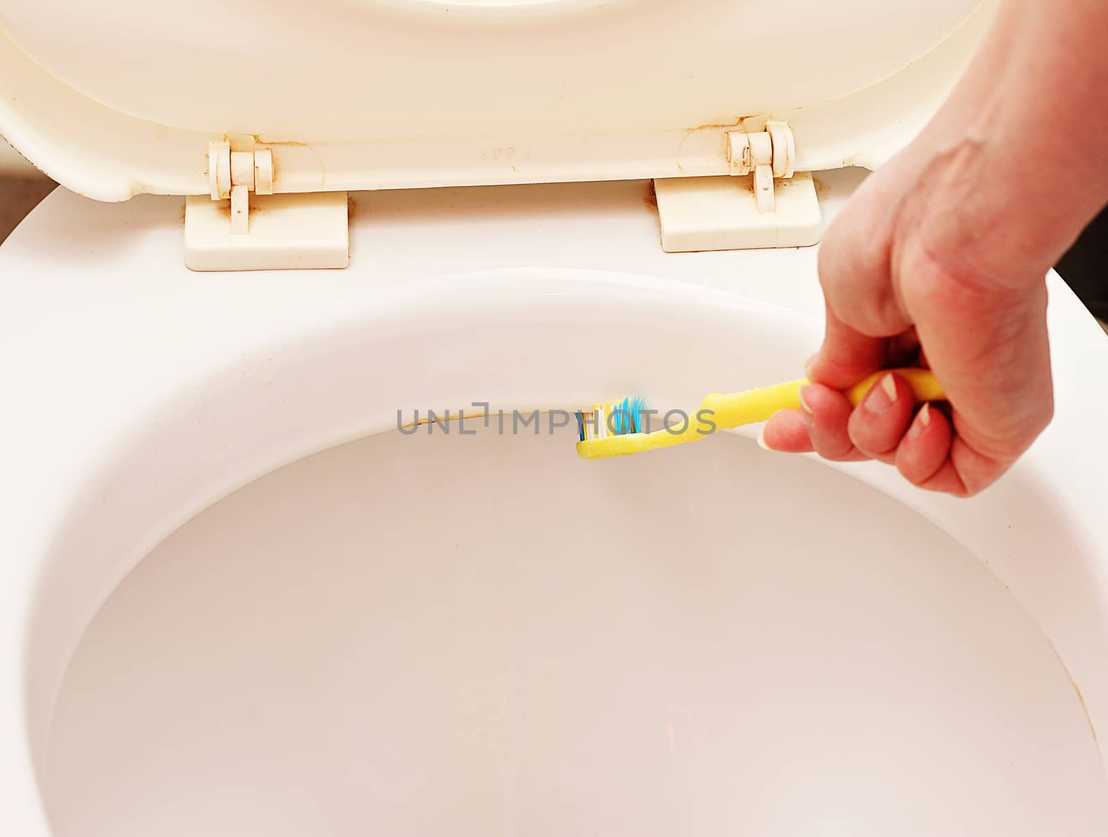 Very thorough cleaning toilets use a toothbrush.