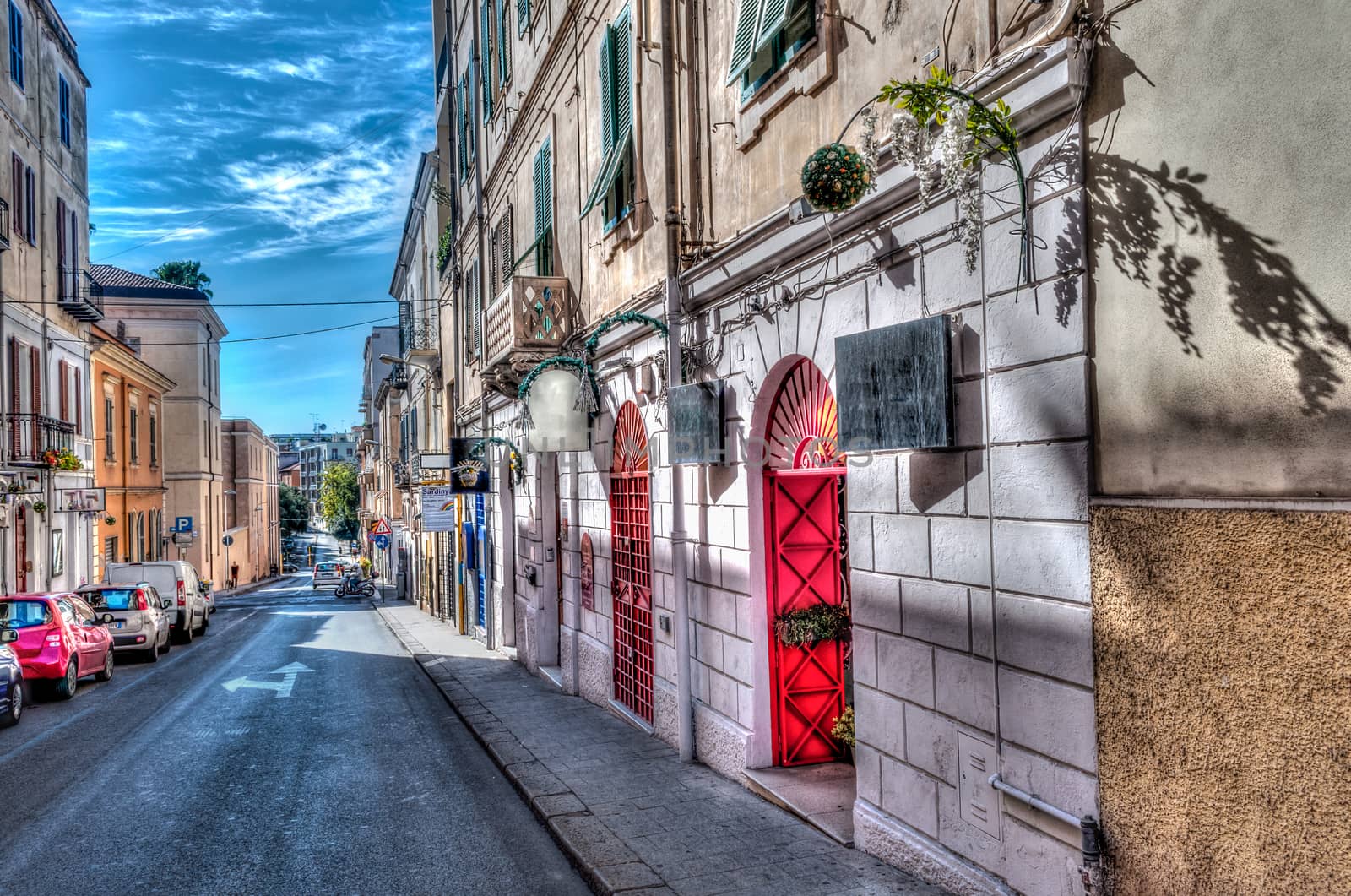 view of alley in little old european city in a sunny day in hdr - Sassari - Sardinia