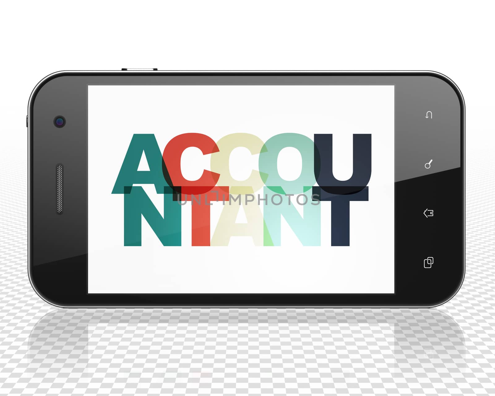 Banking concept: Smartphone with Painted multicolor text Accountant on display, 3D rendering