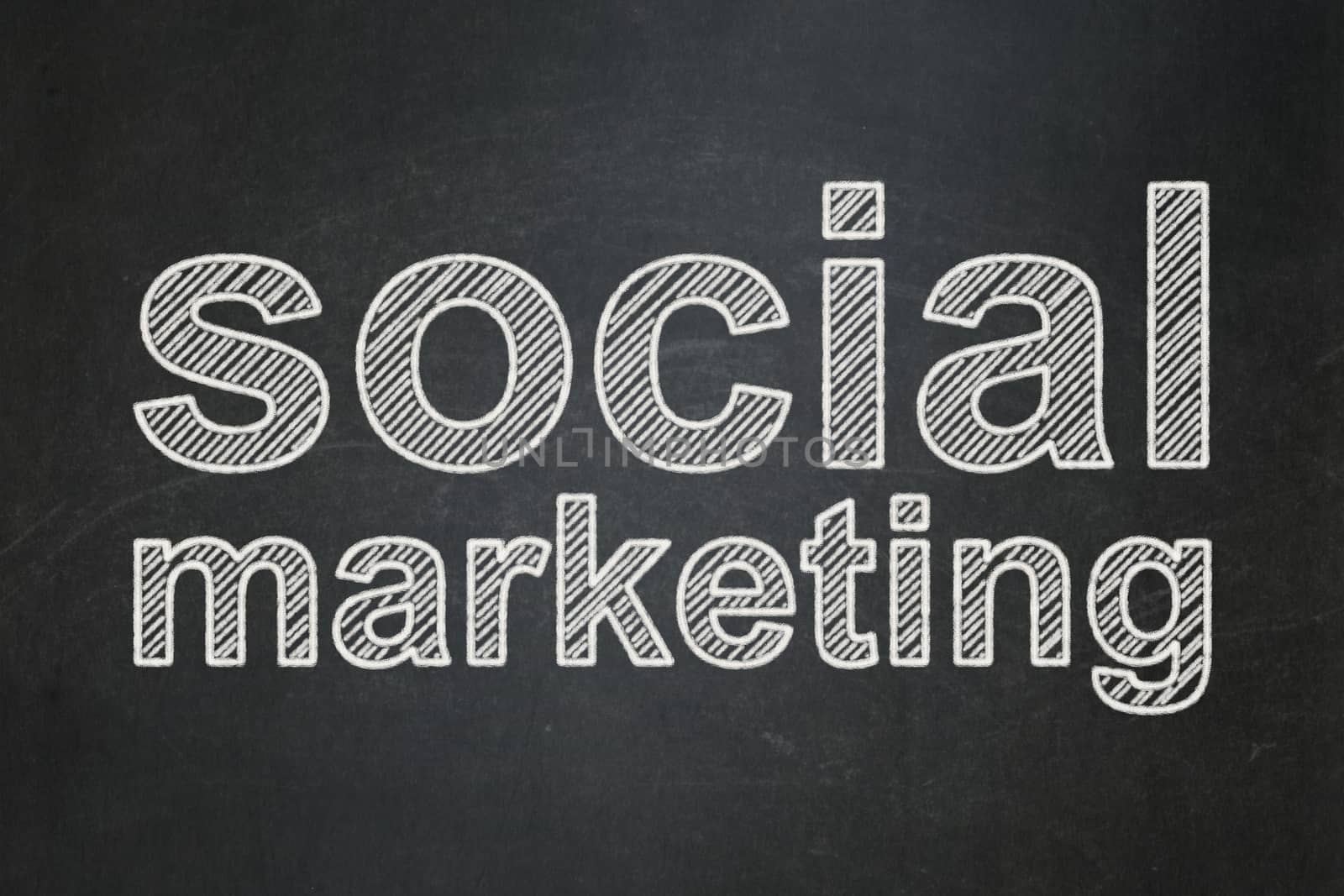 Marketing concept: Social Marketing on chalkboard background by maxkabakov