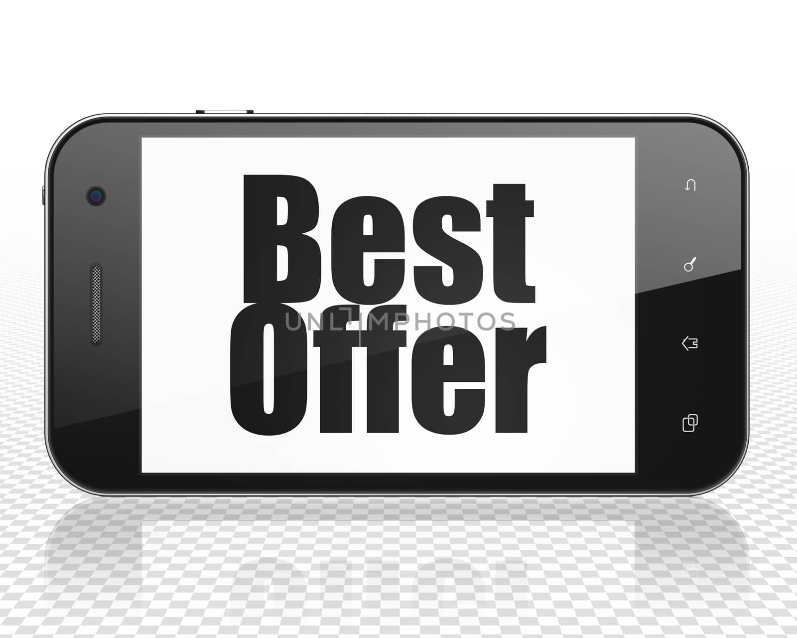 Marketing concept: Smartphone with Best Offer on display by maxkabakov