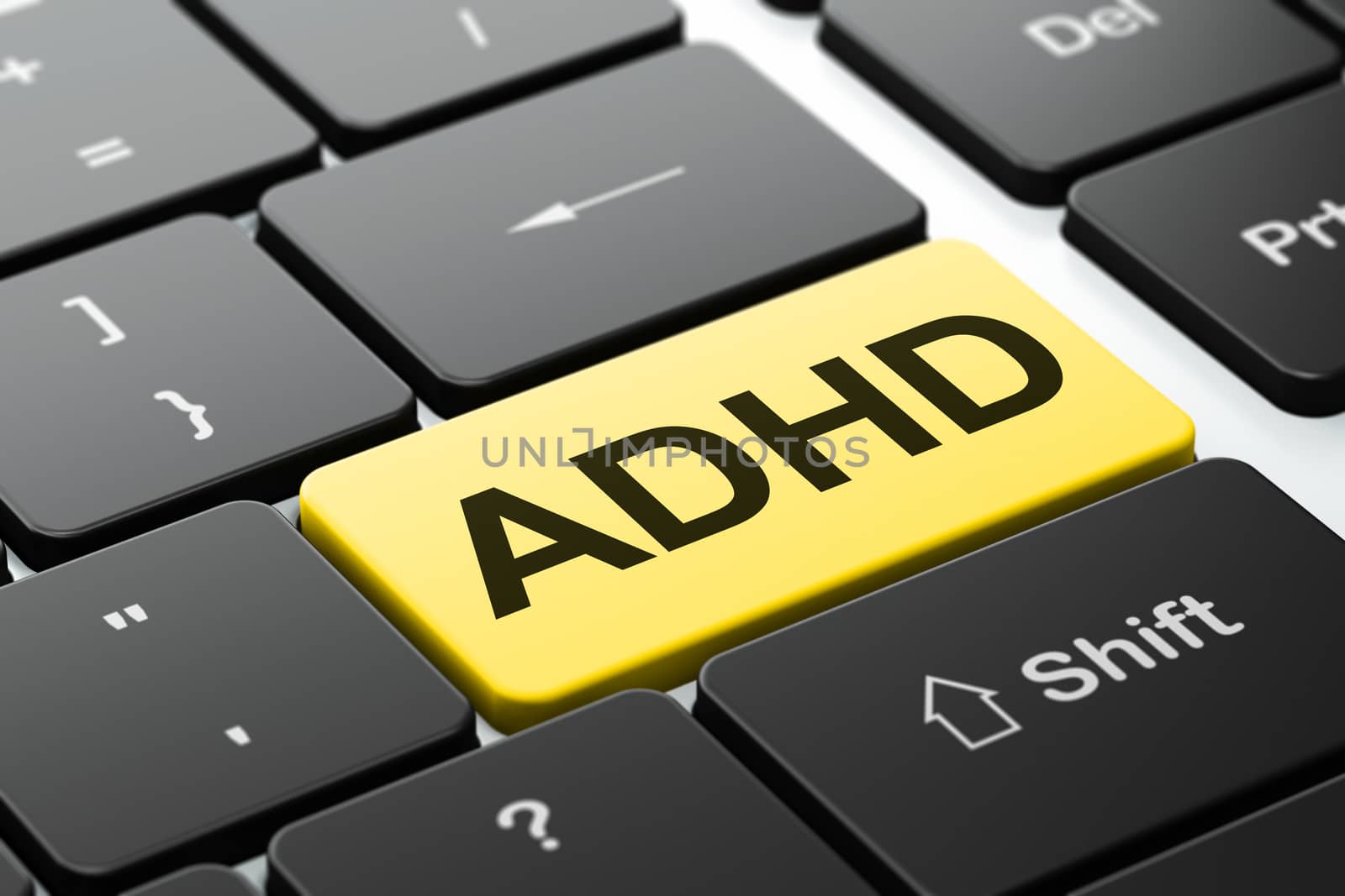 Health concept: ADHD on computer keyboard background by maxkabakov