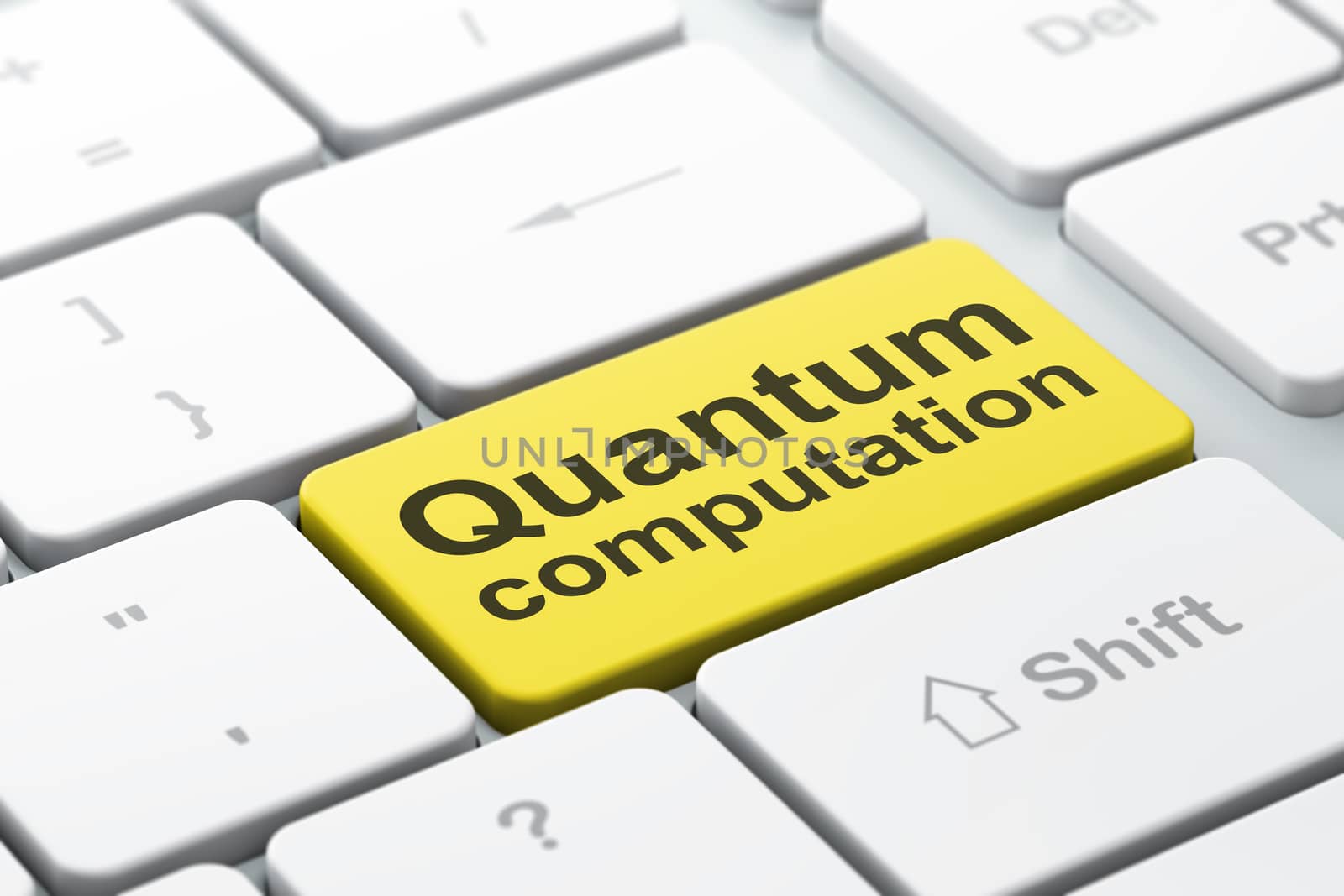 Science concept: Quantum Computation on computer keyboard background by maxkabakov