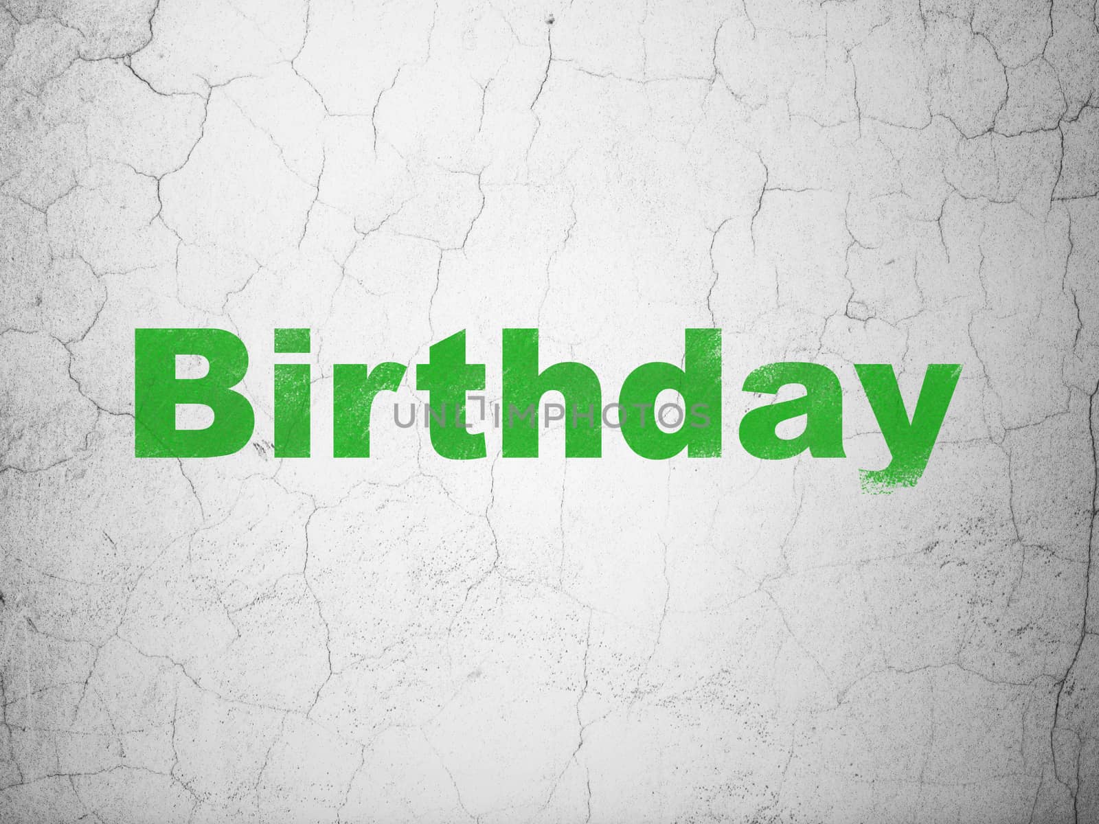 Holiday concept: Green Birthday on textured concrete wall background
