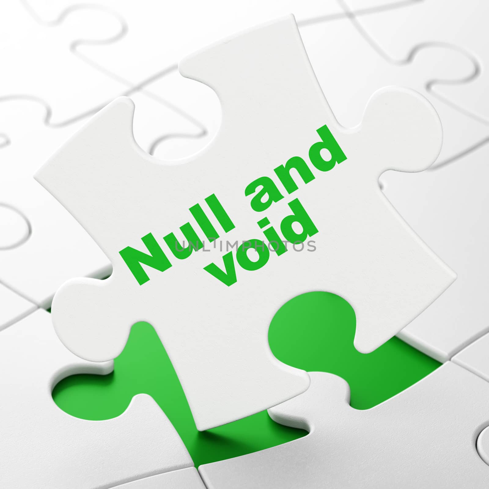 Law concept: Null And Void on White puzzle pieces background, 3D rendering