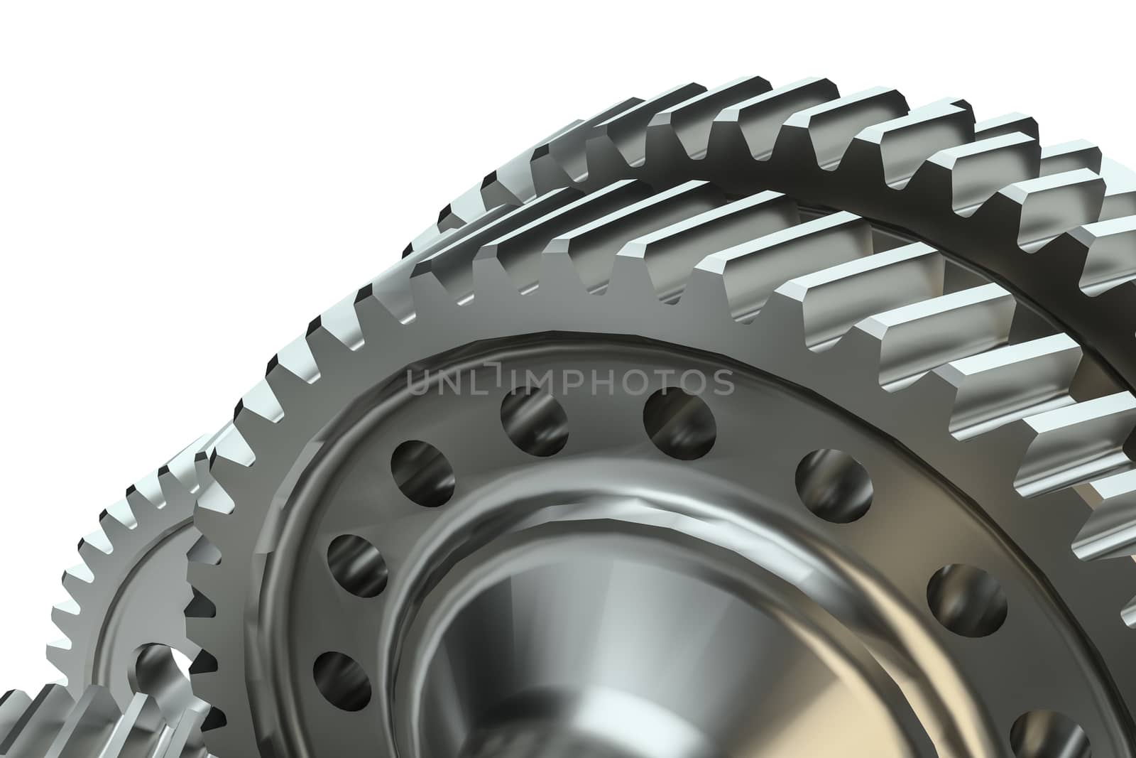 Cog gears mechanism concept. 3d illustration on white