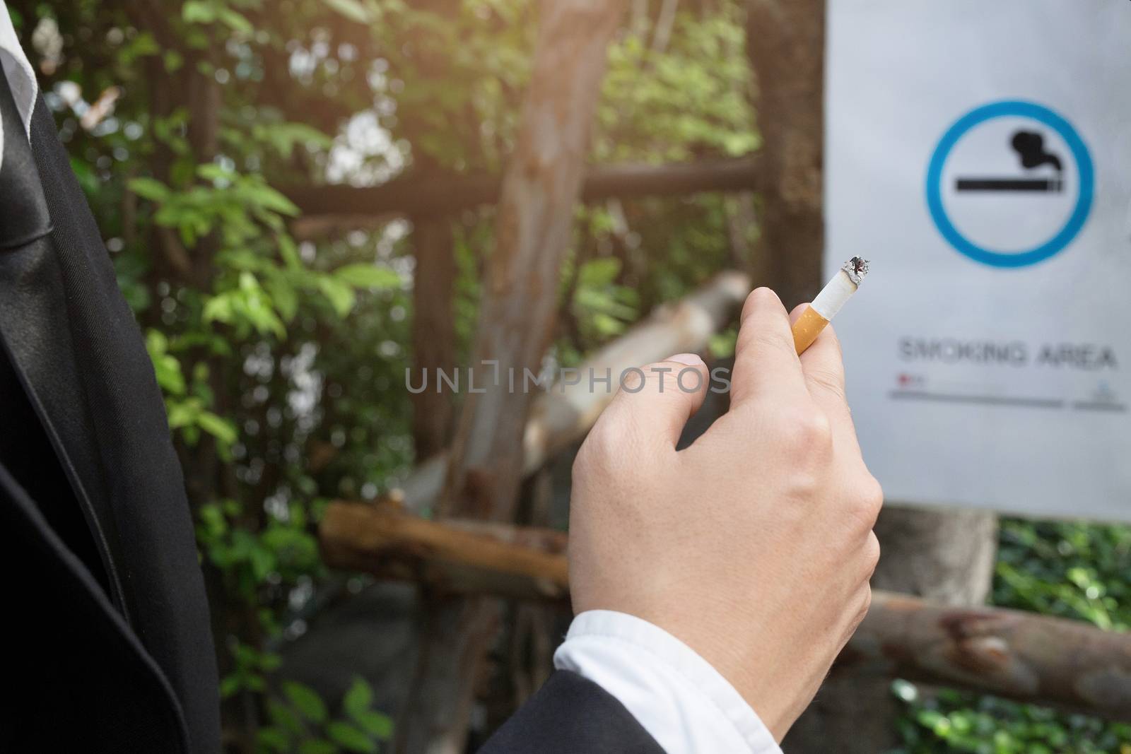 smoking Cigarettes in hand in the parks.