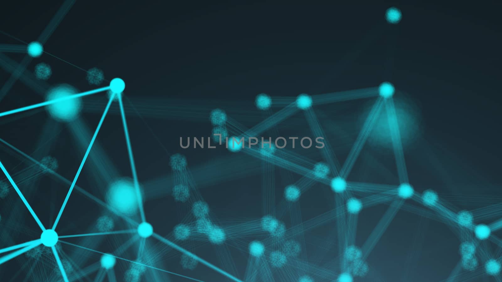 Abstract connection dots. Technology background. Digital drawing blue theme. Network concept 3d rendered