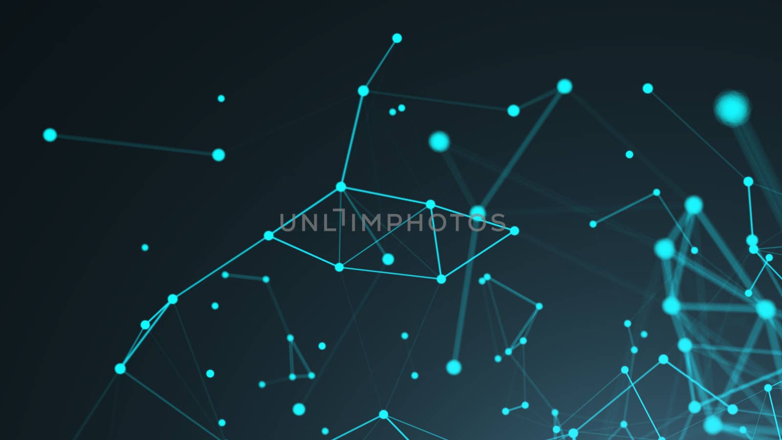 Abstract connection dots. Technology background. Digital drawing blue theme. Network concept 3d rendered