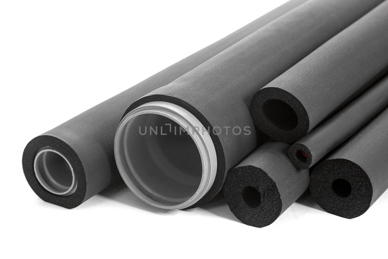 Several pipes with isolation on a white background