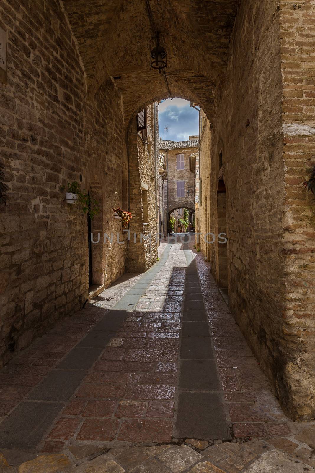 Streets and alleys in the wonderful town of Foligno (Italy)