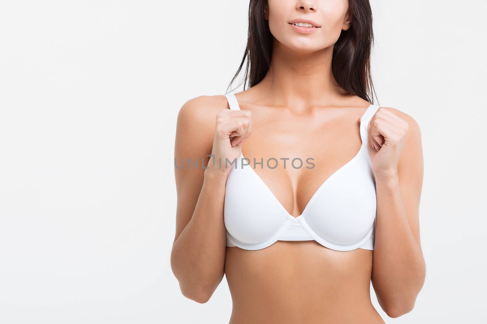 Girl in lingerie on white background by 3KStudio