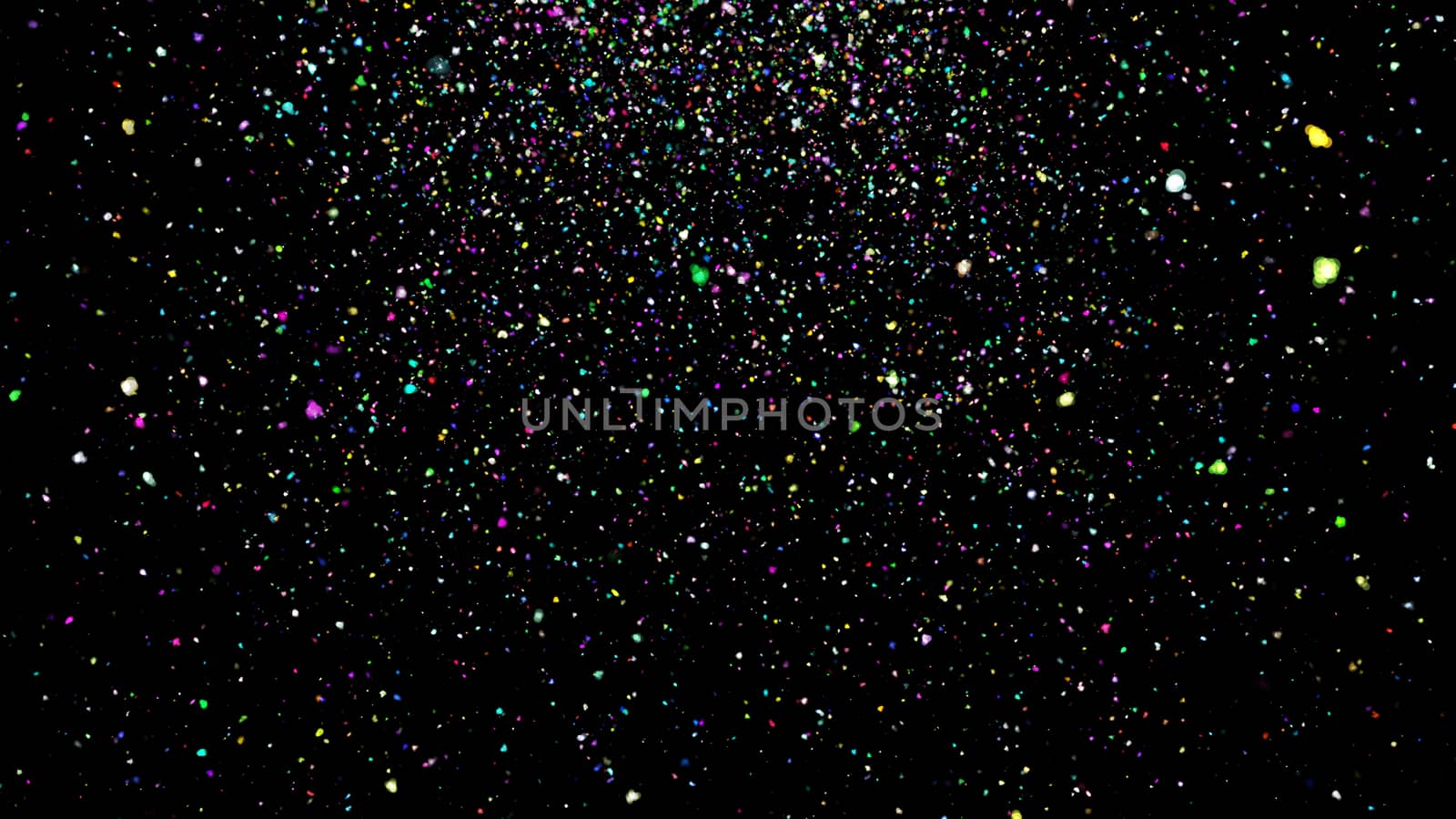 Abstract background with confetti on black background. 3d rendering