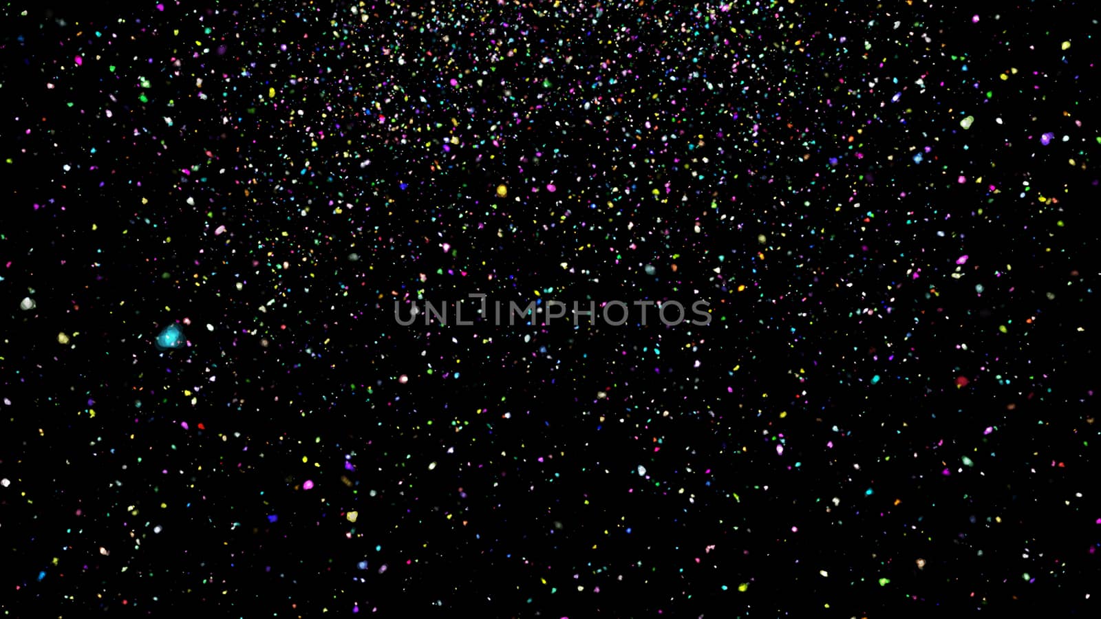 Abstract background with confetti on black background. 3d rendering