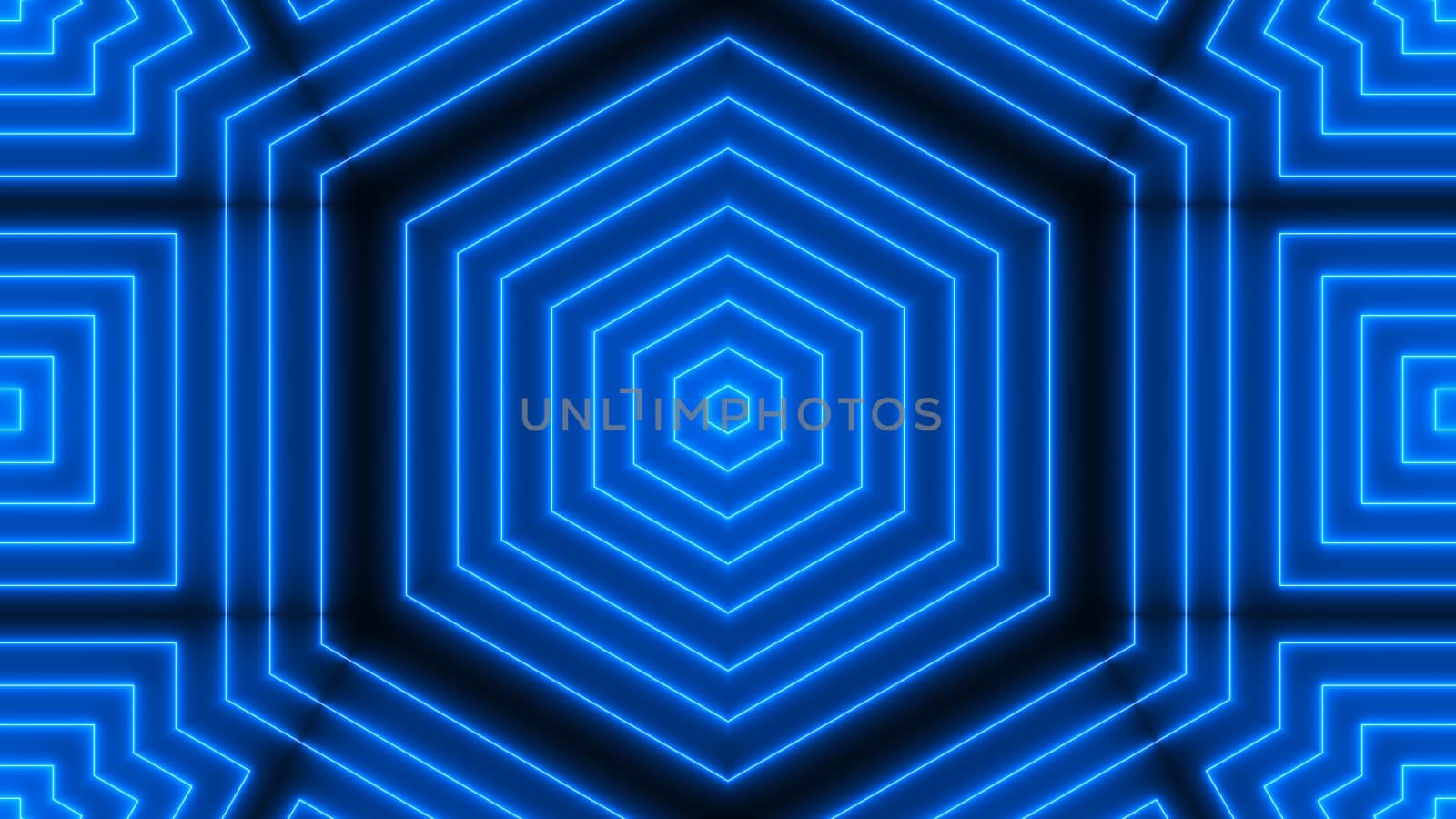 Abstract background with neon kaleidoscope. 3d rendering