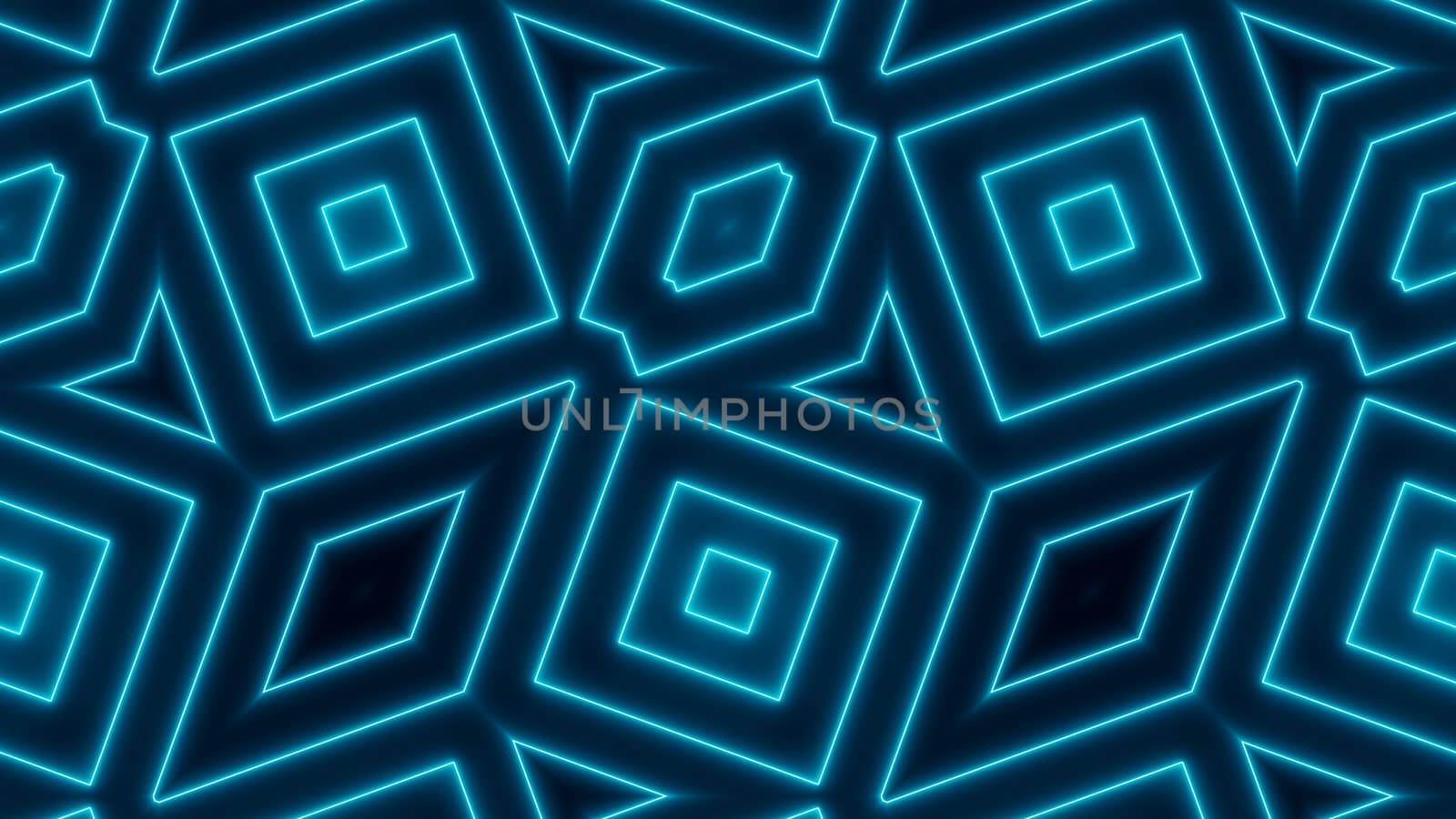 Abstract background with neon kaleidoscope. 3d rendering
