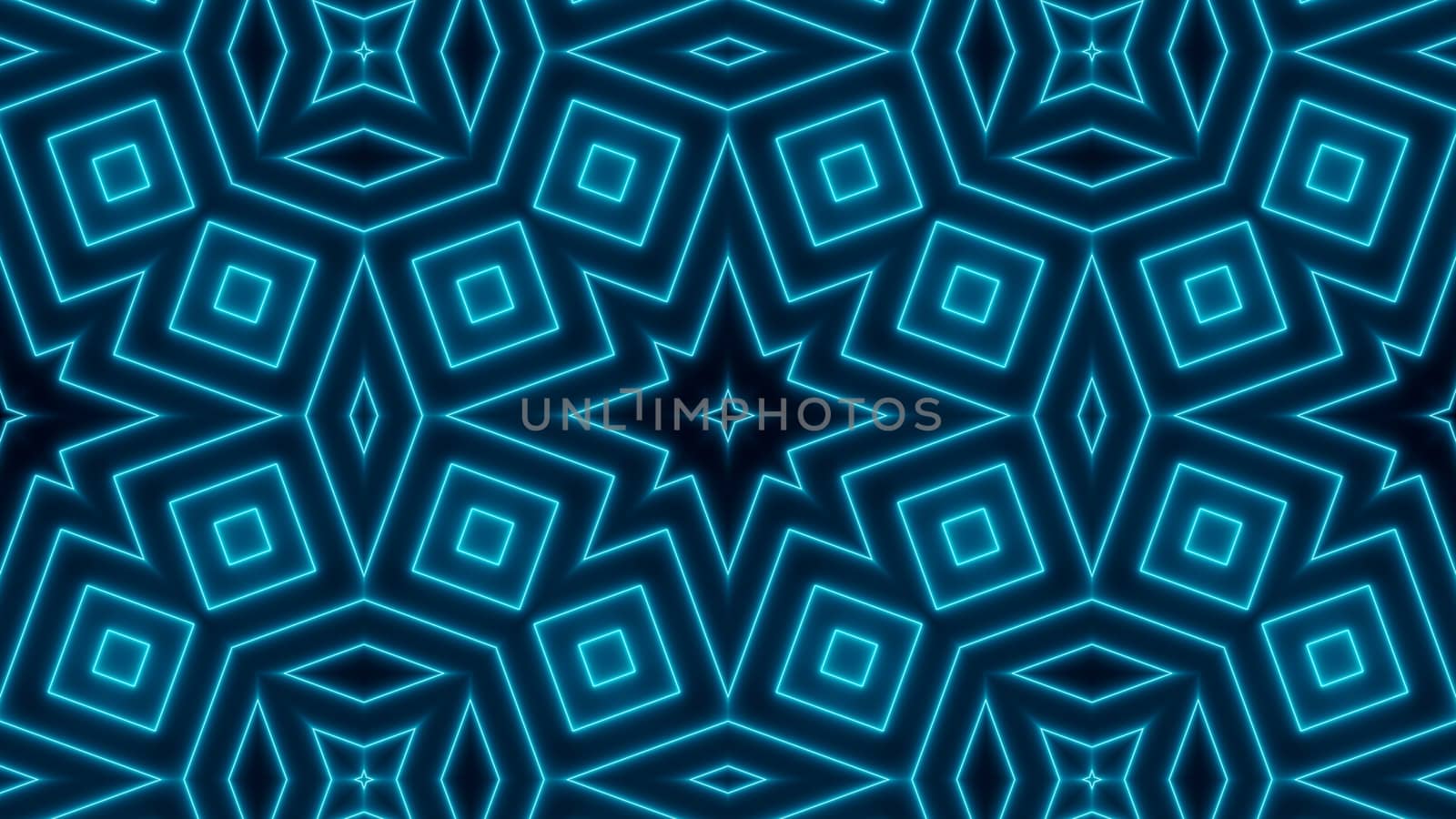 Abstract background with neon kaleidoscope. 3d rendering