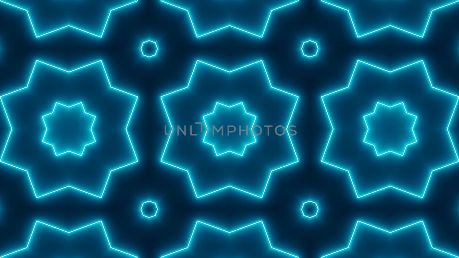 Abstract background with neon kaleidoscope. 3d rendering