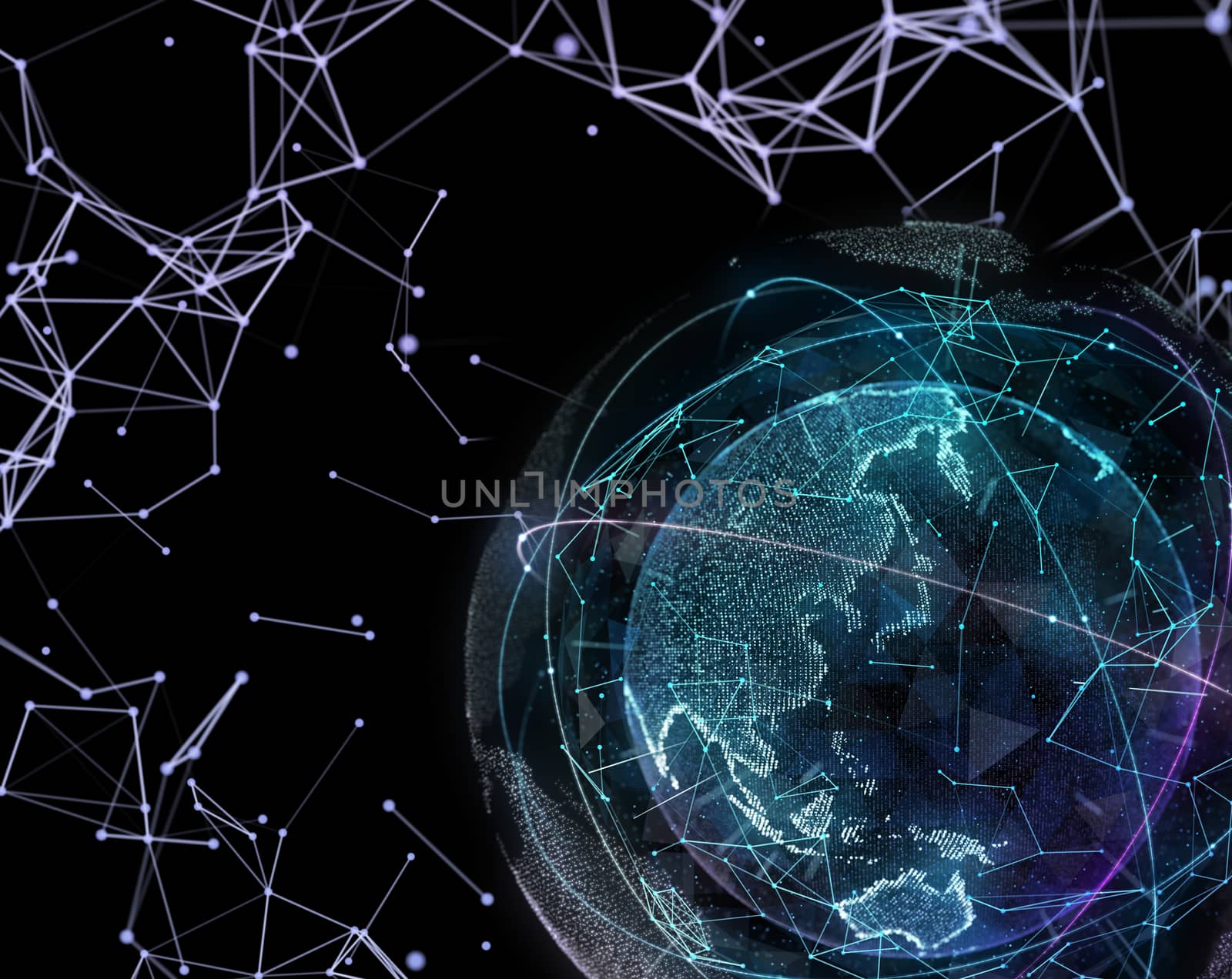 Digital design of a global network of Internet. 3d illustration