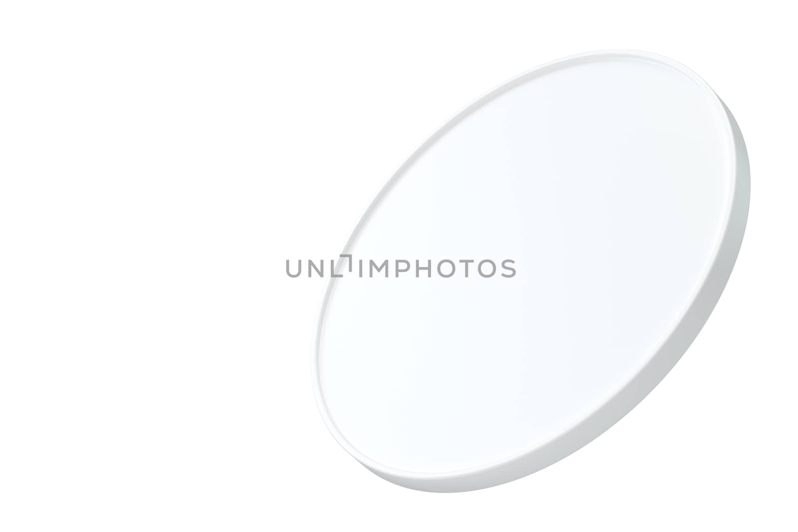 Blank round signboard on isolated white background. 3d rendering by Mirexon