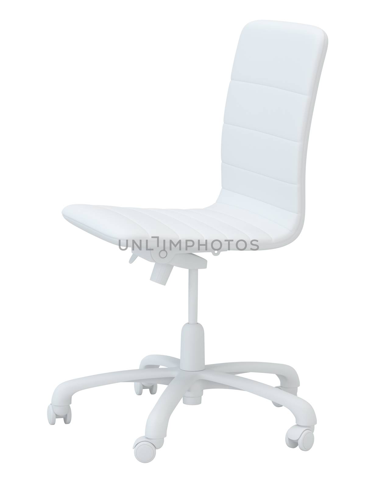 Isolated white office chair in studio. 3d rendering. by Mirexon