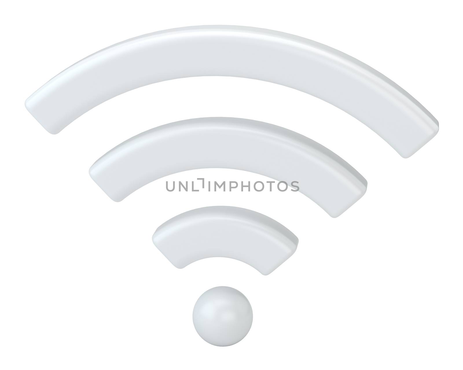 Wi Fi Wireless Network Symbol, 3d rendering Isolated on white background. by Mirexon