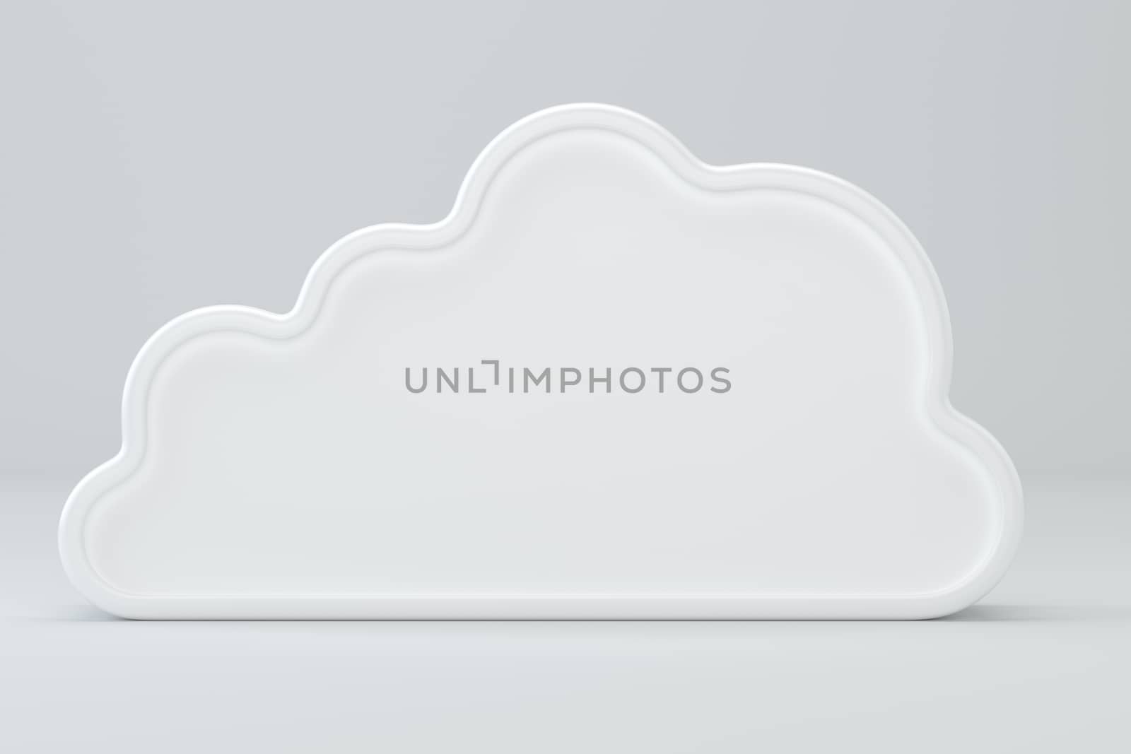 White cloud icon. 3d rendering on studio background. by Mirexon