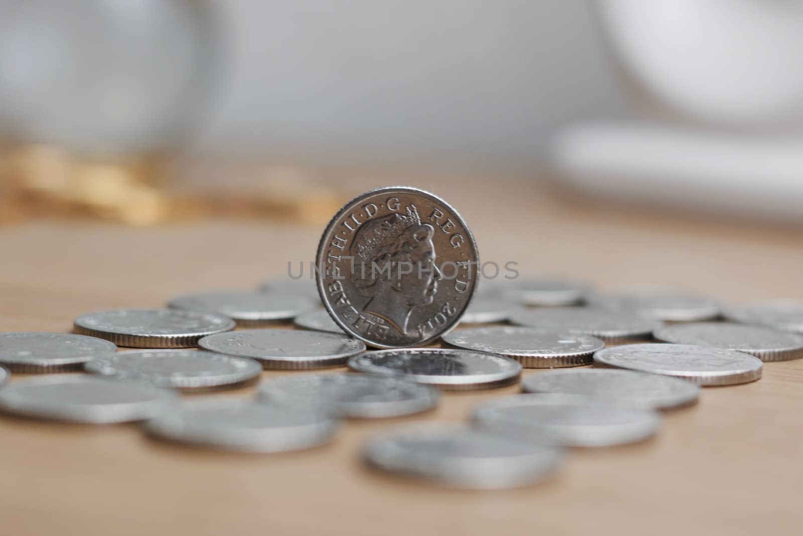 Silver british coin - 10p. Pound sterling money concept. British currency.