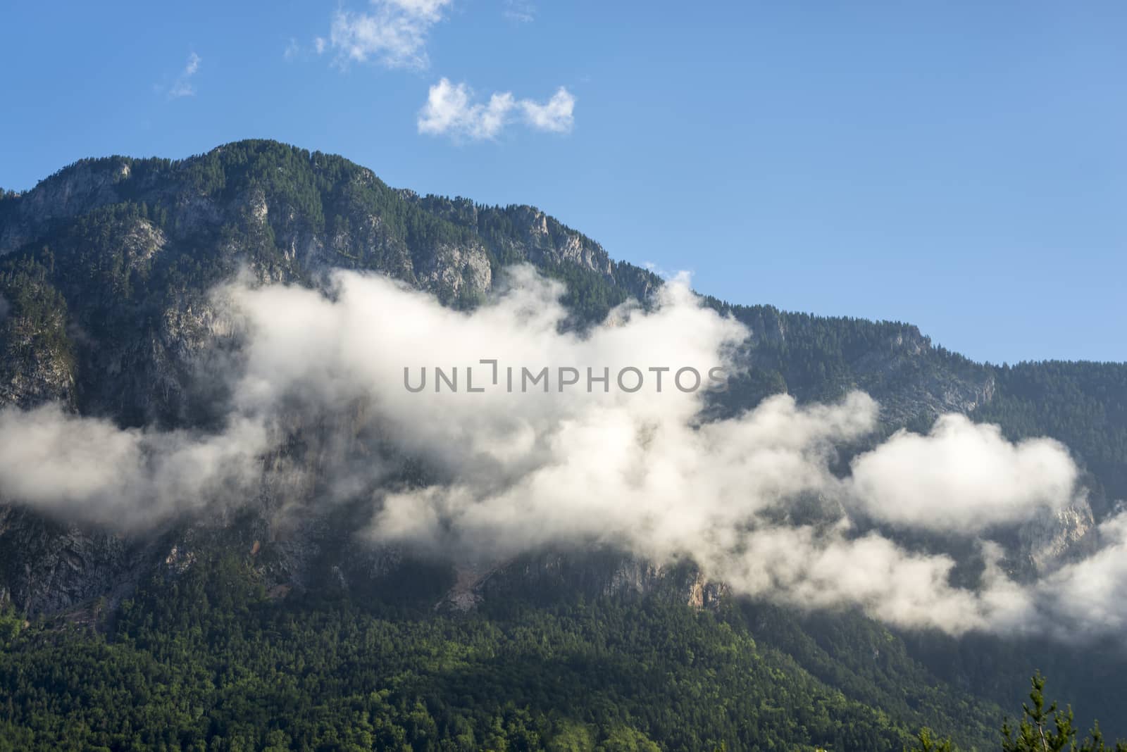Beautiful mountains with cloud. Mountain with forest