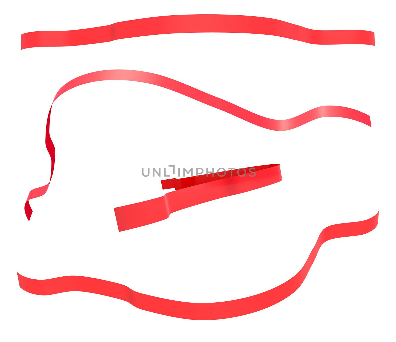 3d illustration of red ribbons set image