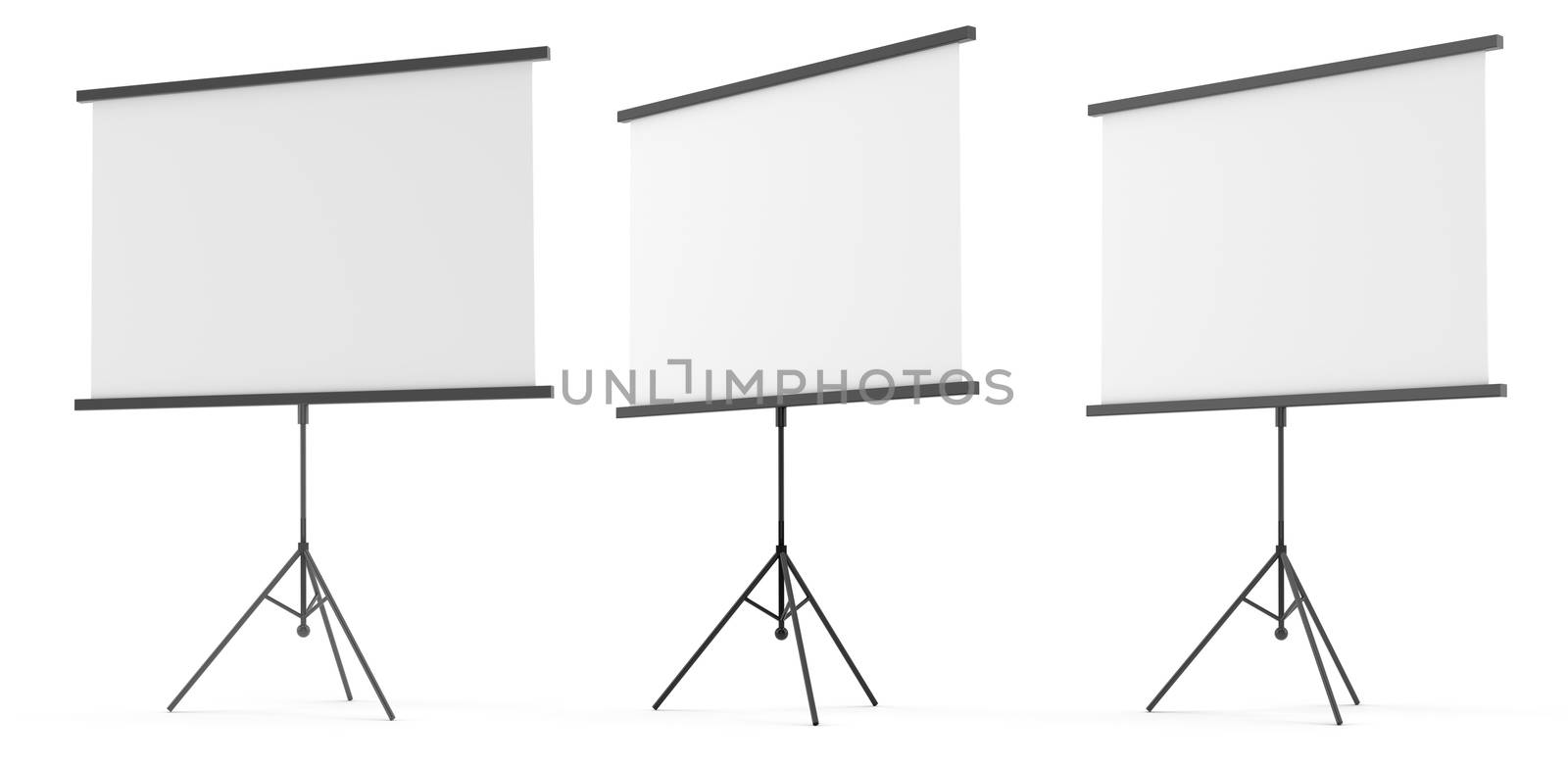 Set of blank presentation screens. White board for business, empty paper, 3d illustration