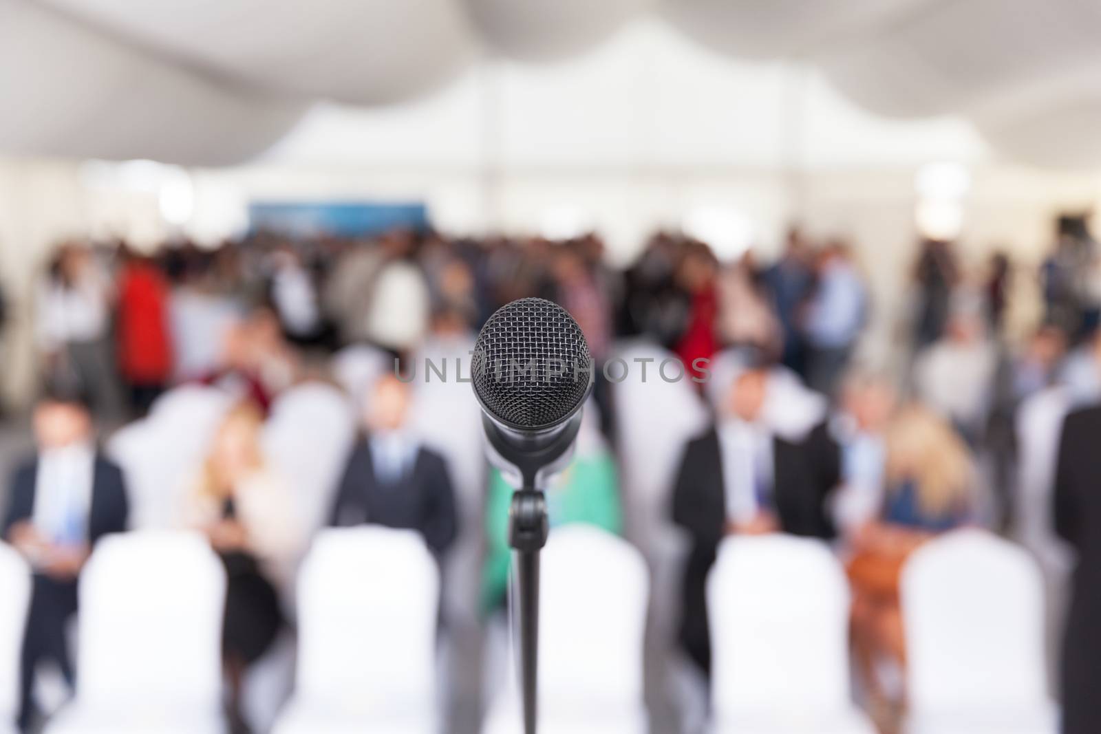 Business conference. Corporate presentation. Microphone. by wellphoto