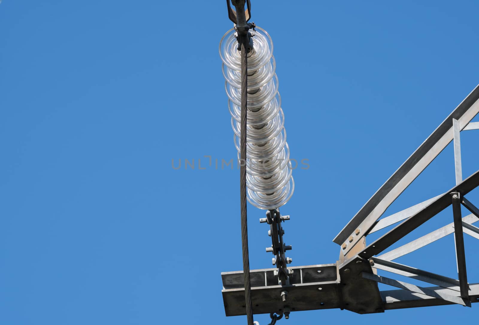 An insulator on an electricity pylon on the national grid