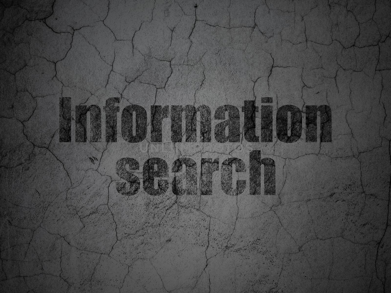 Data concept: Black Information Search on grunge textured concrete wall background