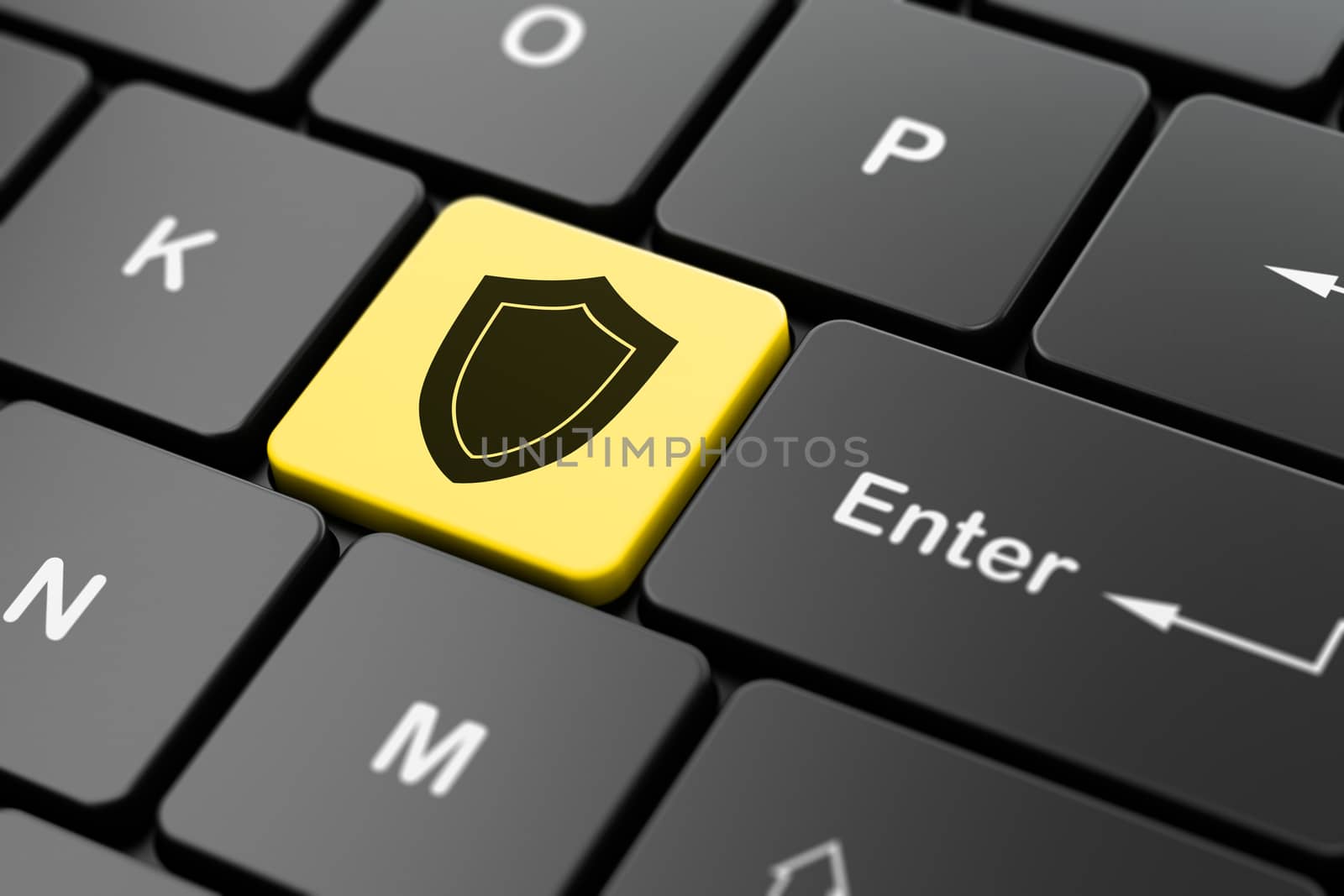 Privacy concept: Shield on computer keyboard background by maxkabakov