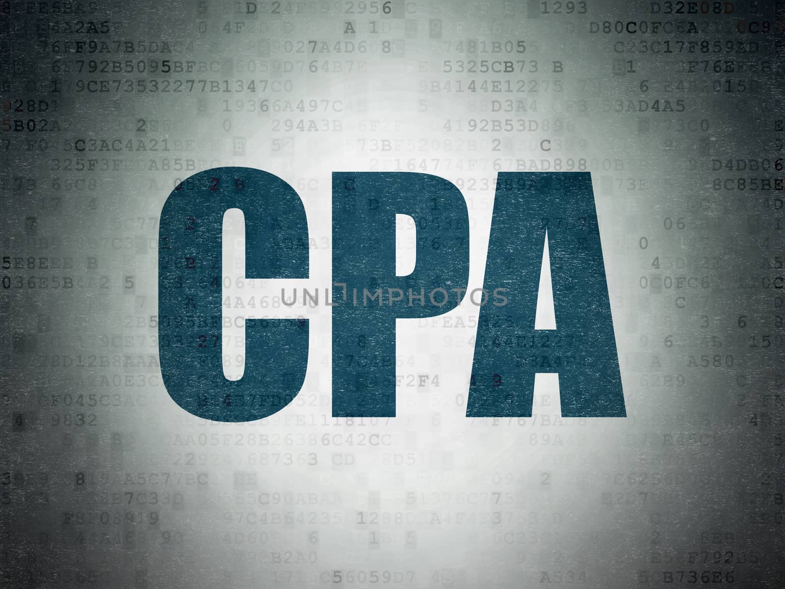 Business concept: Painted blue word CPA on Digital Data Paper background
