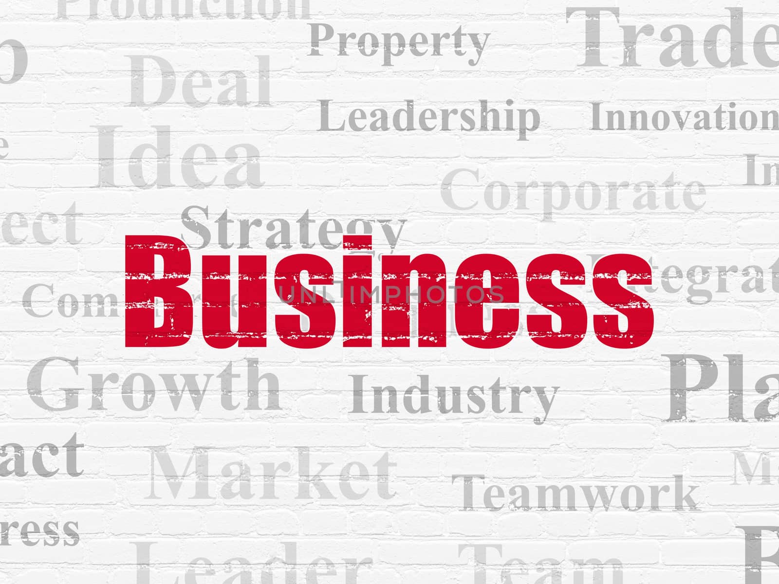 Finance concept: Painted red text Business on White Brick wall background with  Tag Cloud