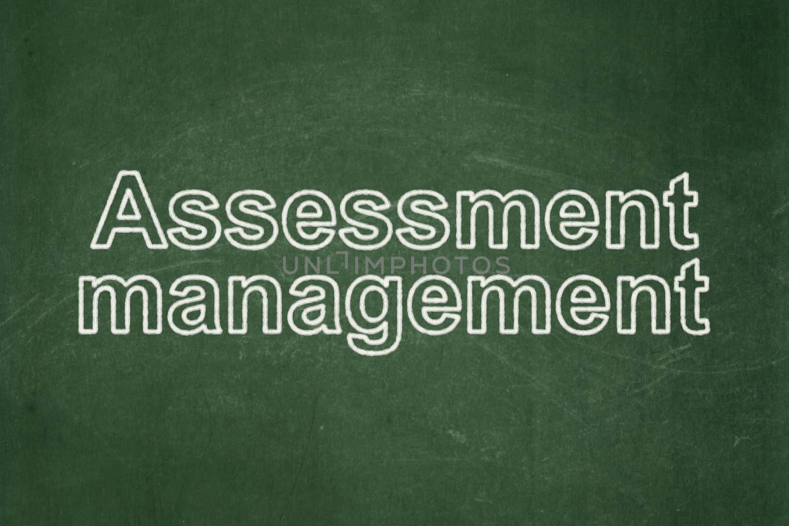 Finance concept: text Assessment Management on Green chalkboard background