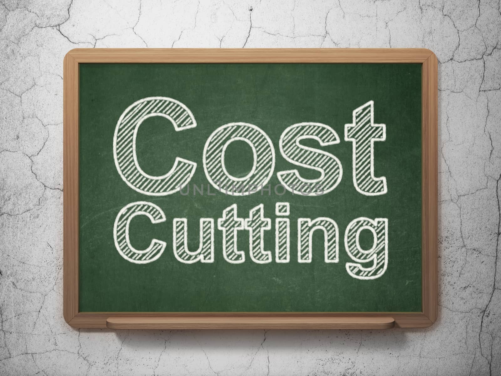 Business concept: text Cost Cutting on Green chalkboard on grunge wall background, 3D rendering