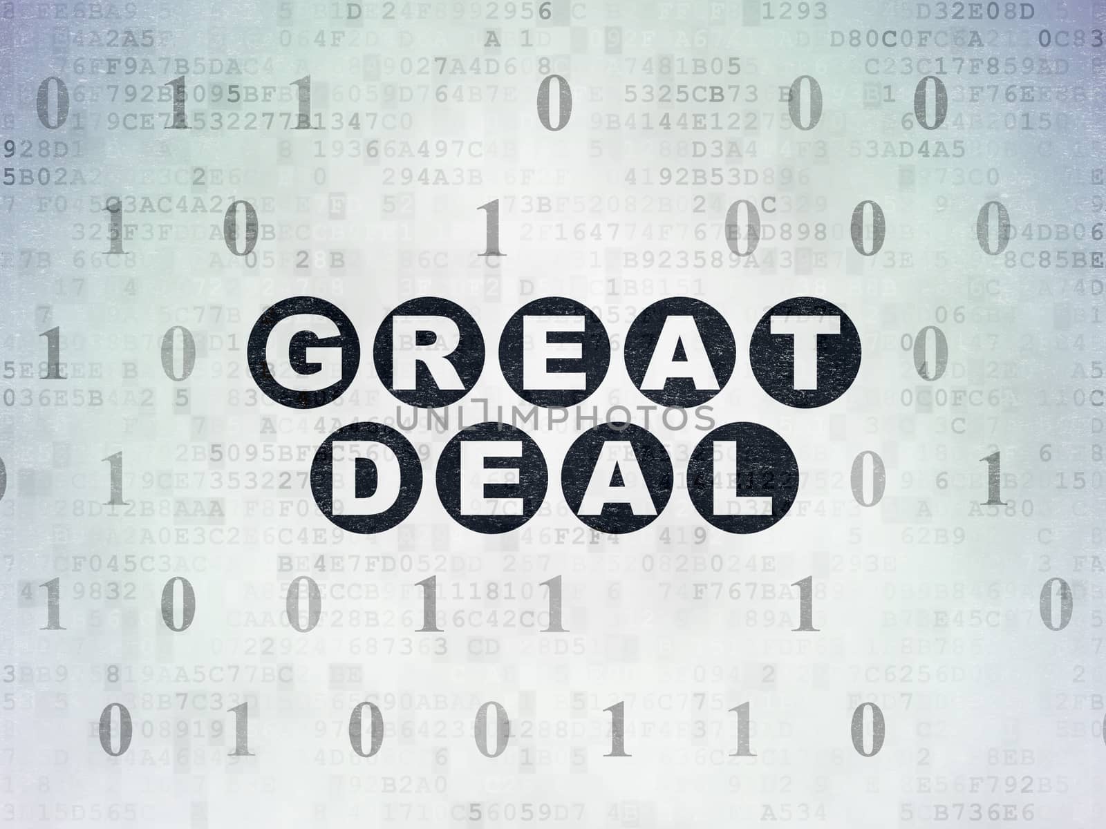 Finance concept: Painted black text Great Deal on Digital Data Paper background with Binary Code