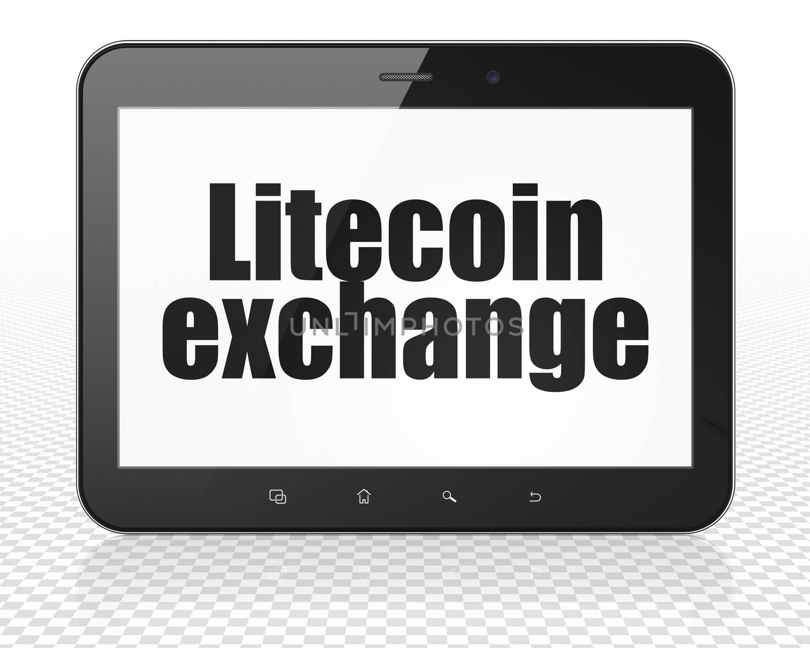 Cryptocurrency concept: Tablet Pc Computer with Litecoin Exchange on display by maxkabakov