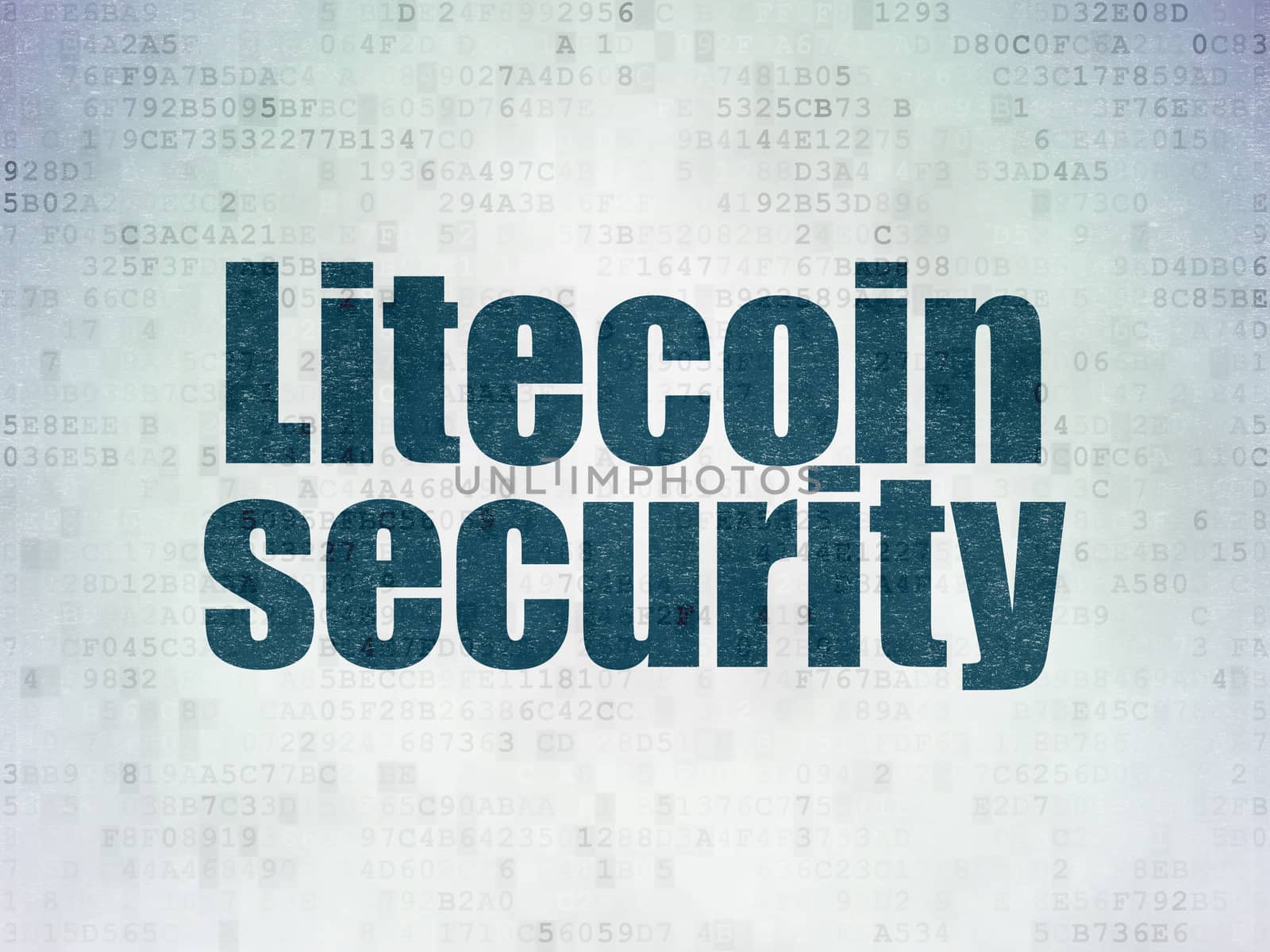 Blockchain concept: Painted blue word Litecoin Security on Digital Data Paper background