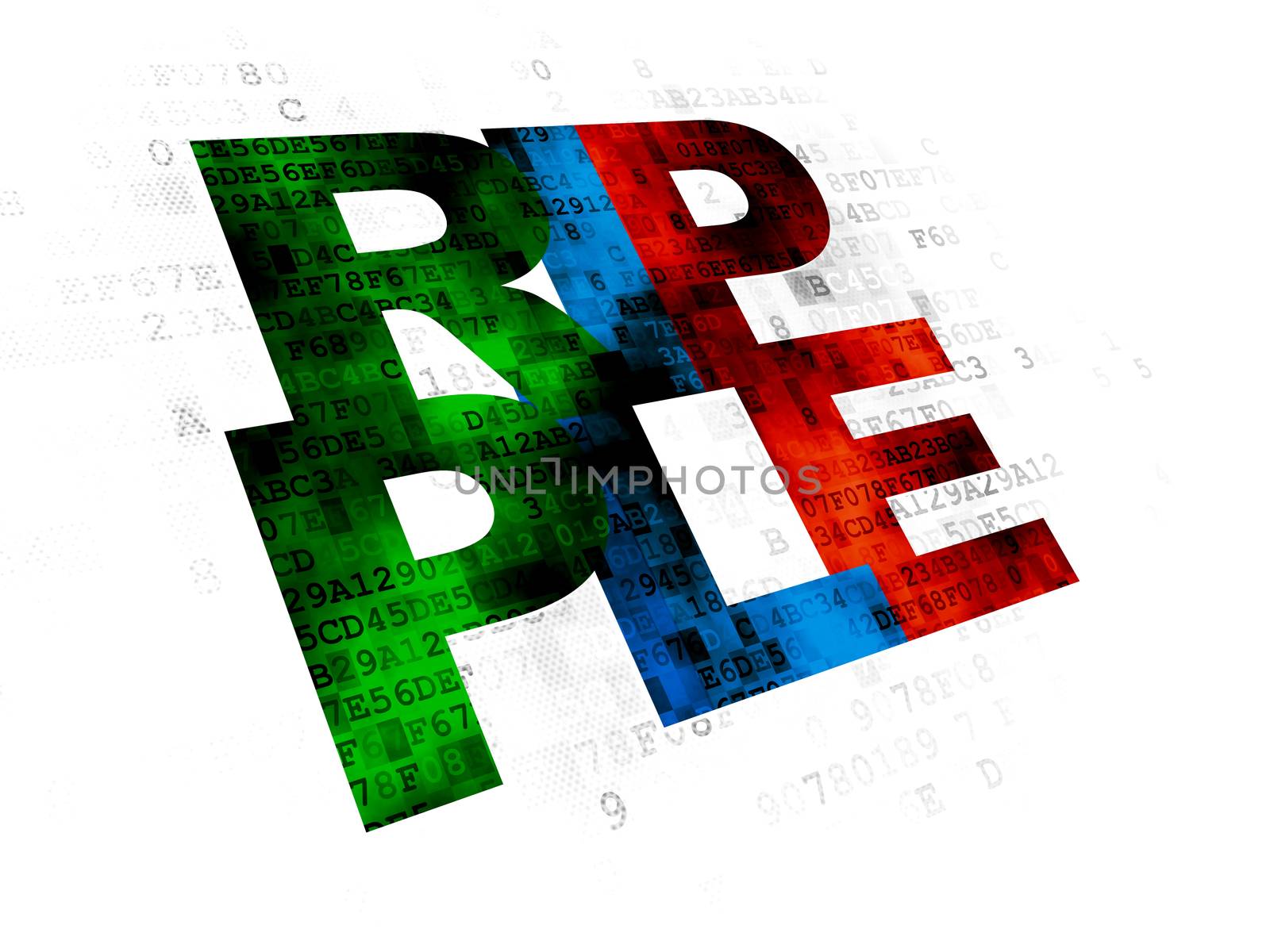 Cryptocurrency concept: Pixelated multicolor text Ripple on Digital background