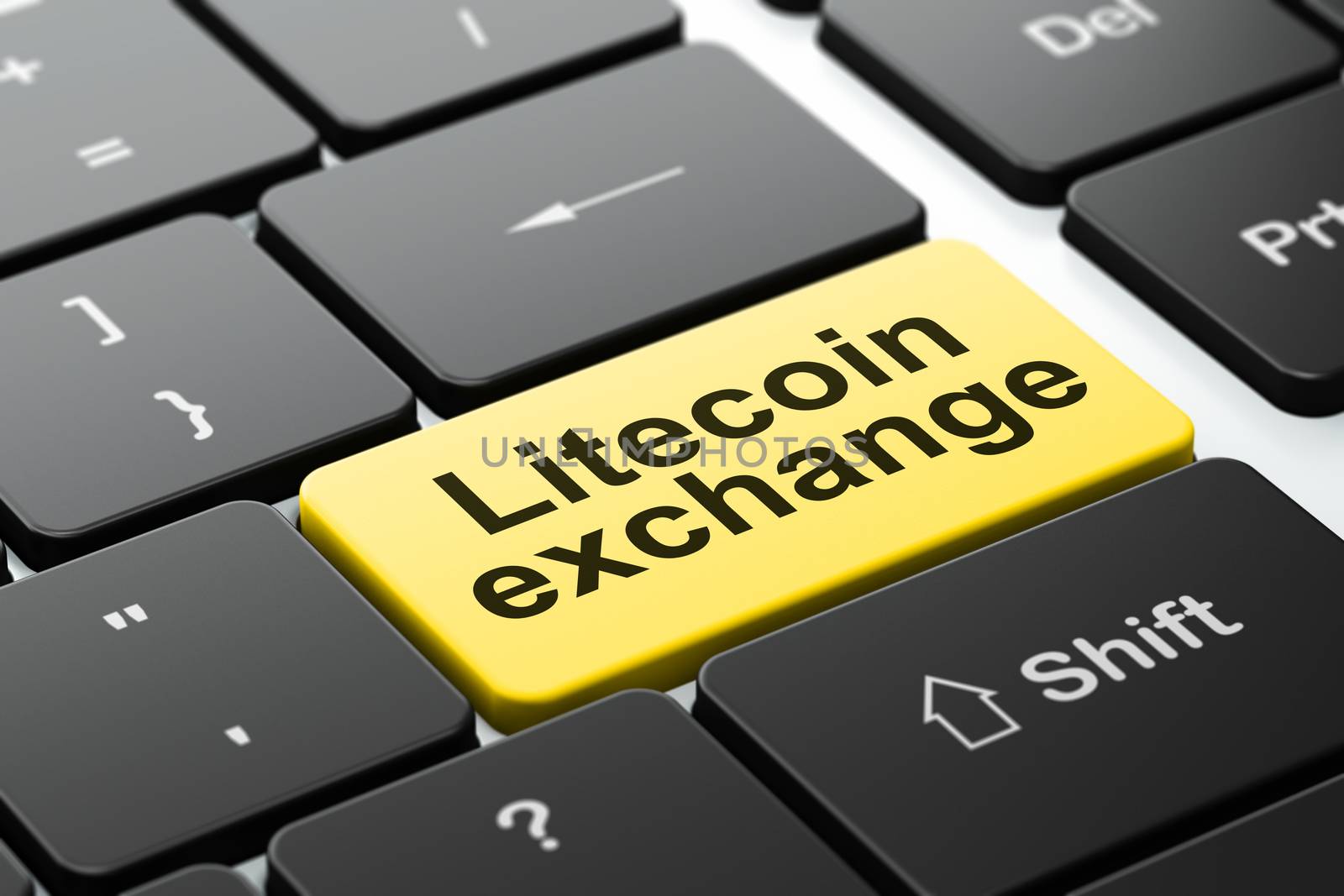 Blockchain concept: Litecoin Exchange on computer keyboard background by maxkabakov