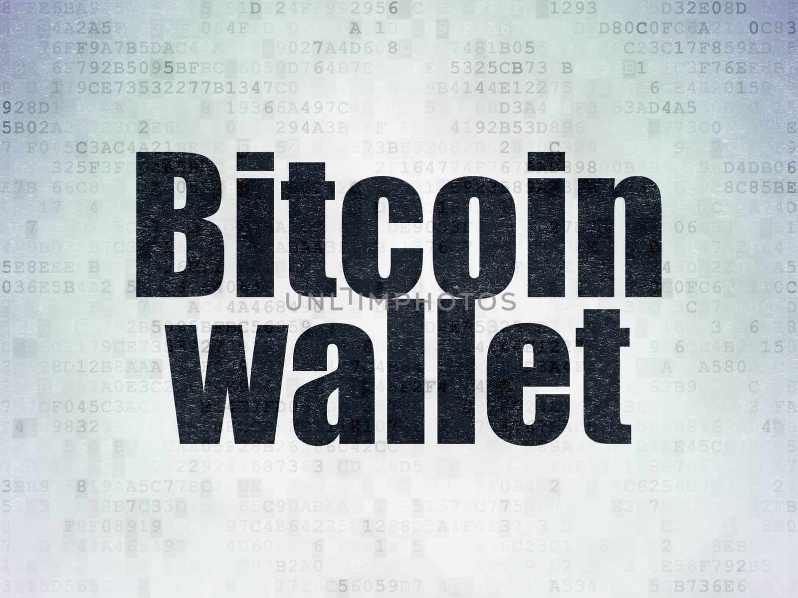 Cryptocurrency concept: Painted black word Bitcoin Wallet on Digital Data Paper background